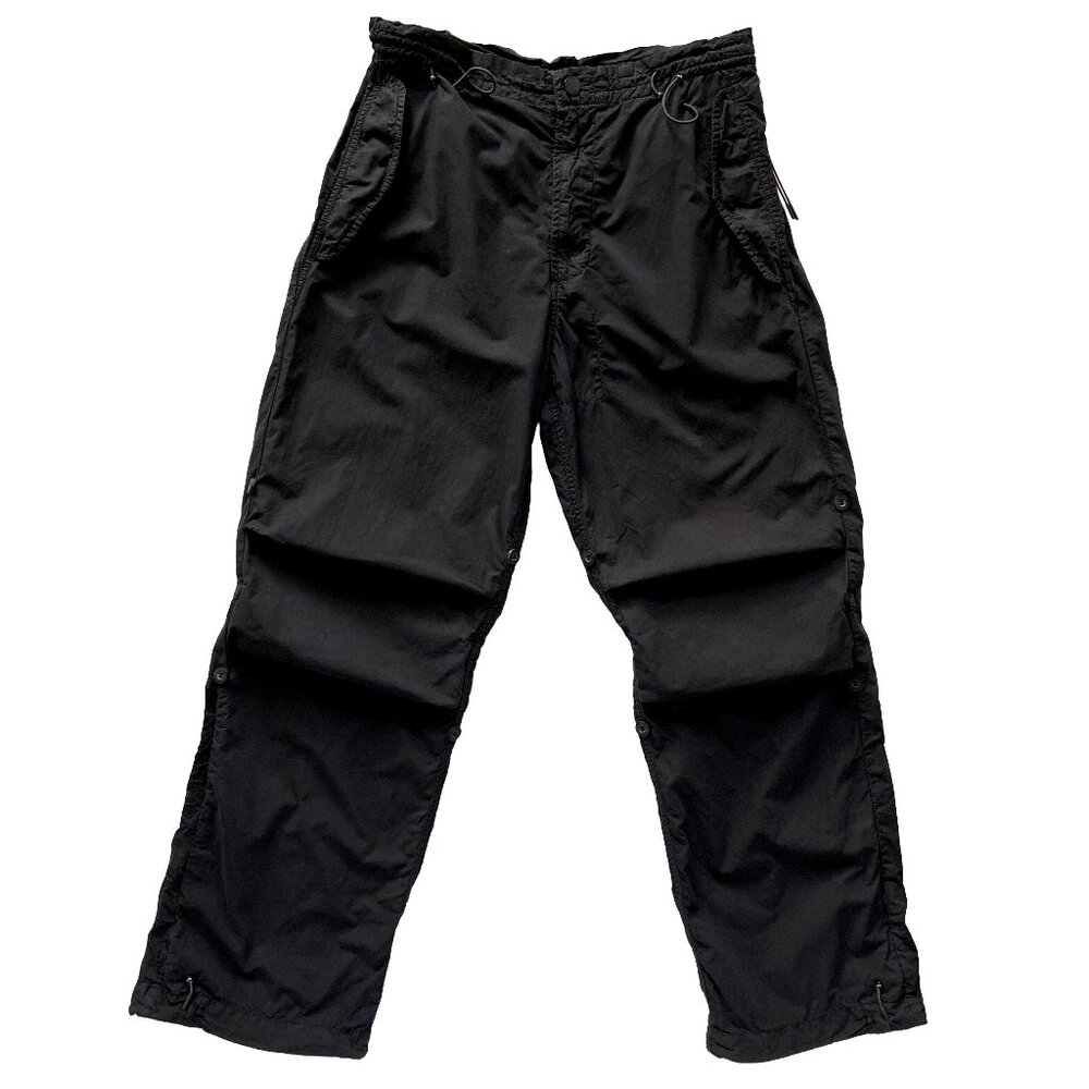 MAHARISHI PACIFIST MILITARY DESIGN BLACK EMBROIDERED BAGGY CARGO PANTS XS